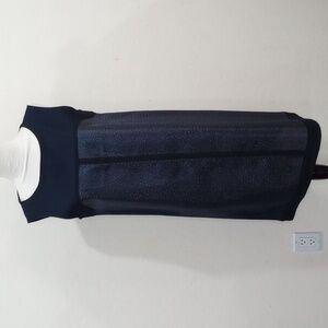 Max Mara Sportmax Navy Blue Diamond Mesh Grid Sleeveless Sheath Dress, Size 8